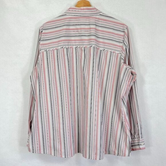 Foxcroft Fitted Button Up Shirt Wrinkle Free Striped Academia Grandma Core 16W - Picture 3 of 6